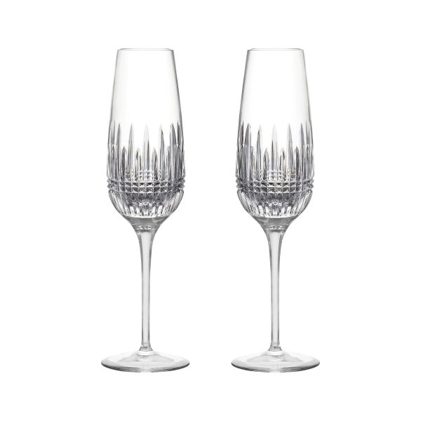 Lismore Diamond Essence Flute Glass (Set of 2) For Cheap