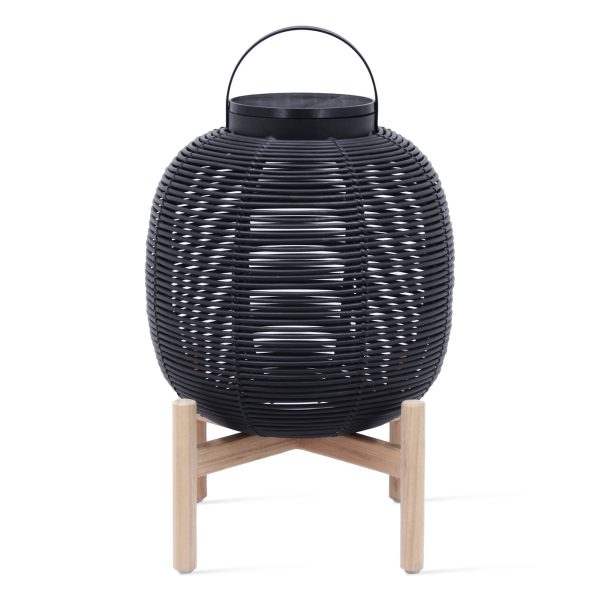 Tika Outdoor Lantern with Wood Base Fashion