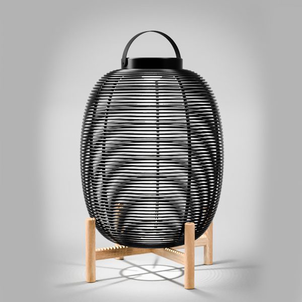 Tika Outdoor Lantern with Wood Base Fashion