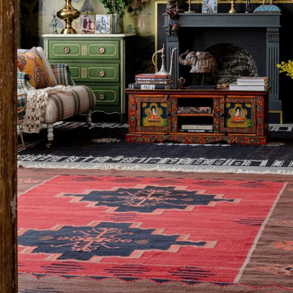 Yadigari Anatolia Red Wool Kilim Rug Supply